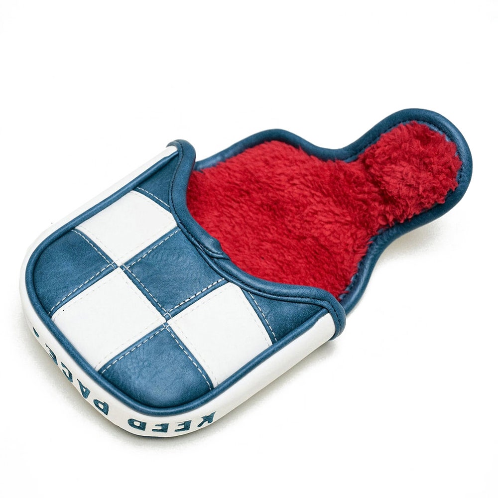 Devereux Golf Headcover - Check Sidecar Mallet - Blue - White FA26