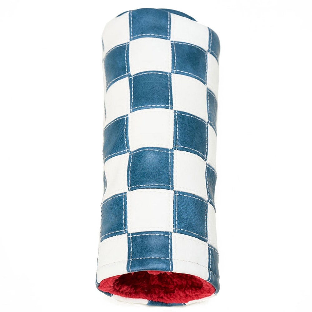 Devereux Golf Headcover - Checkered Fairway Barrel - Blue - White FA26