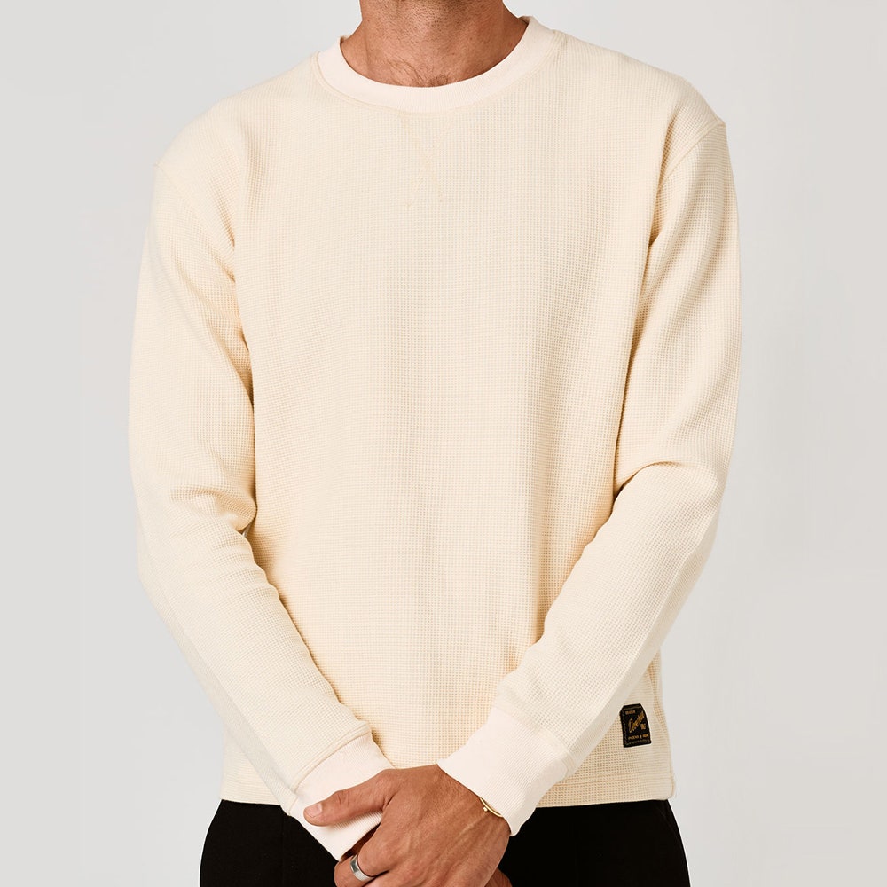 Devereux Golf Jumper - Waffle Crew - Bone FA26