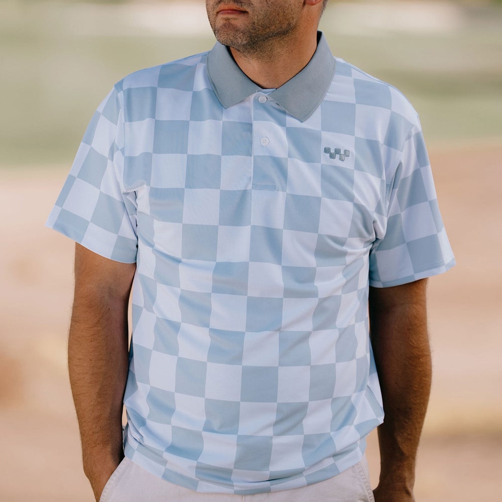 Devereux Golf Shirt - Checkmate Polo - Blue SU25