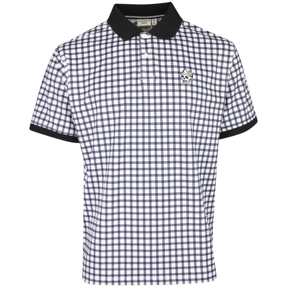 Devereux Golf Shirt - Gingham Polo - Black - White SS26