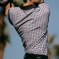 Devereux Golf Shirt - Gingham Polo - Black - White SS26