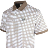 Devereux Golf Shirt - Gingham Polo - Greige - White SS26