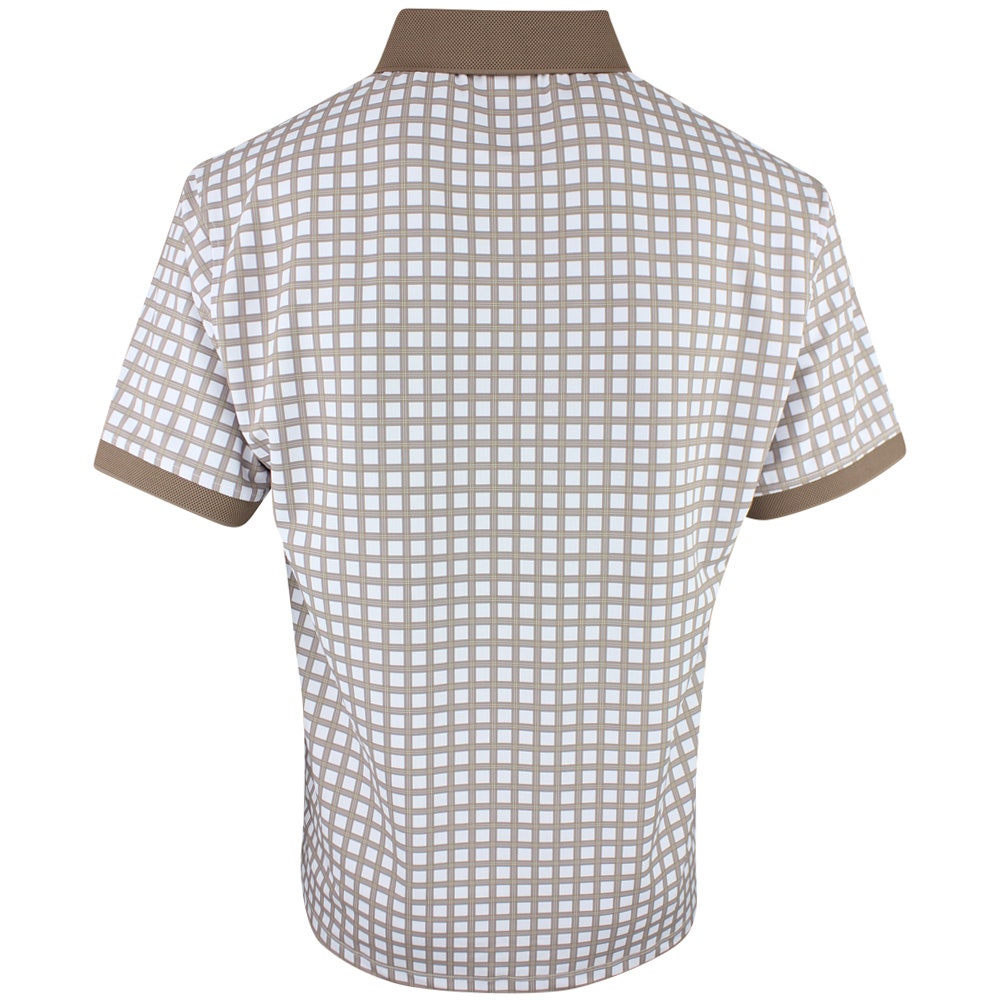 Devereux Golf Shirt - Gingham Polo - Greige - White SS26