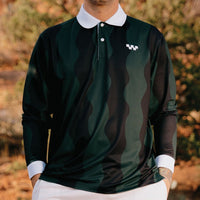 Devereux Golf Shirt - Gorp LS Polo - Black - Green SU25