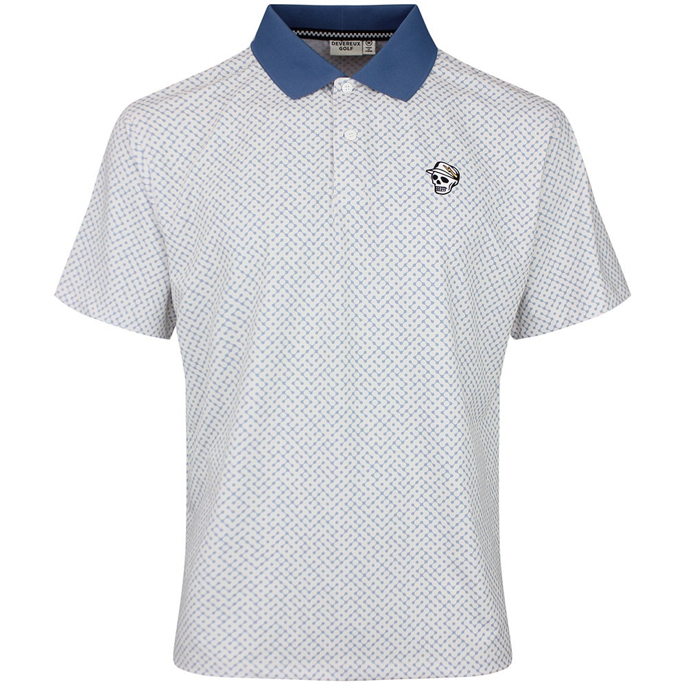 Devereux Golf Shirt - Labyrinth Polo - White - Marine SU26