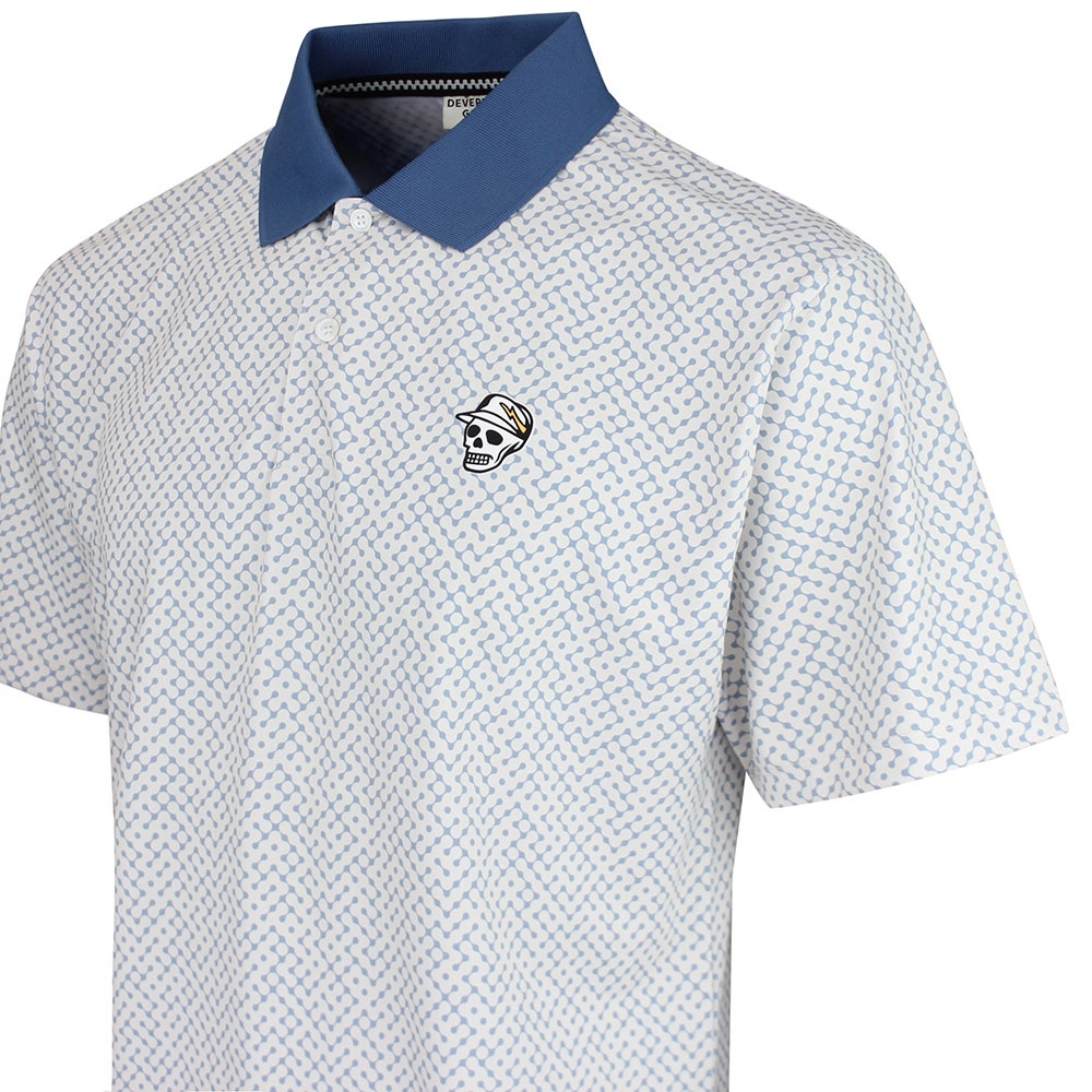 Devereux Golf Shirt - Labyrinth Polo - White - Marine SU26