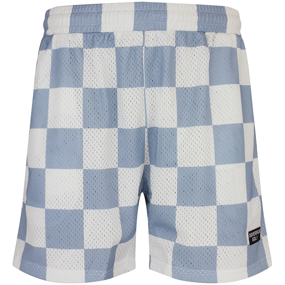 Devereux Golf Shorts - Checkerboard Mesh 5.5" - White - Marine SU26