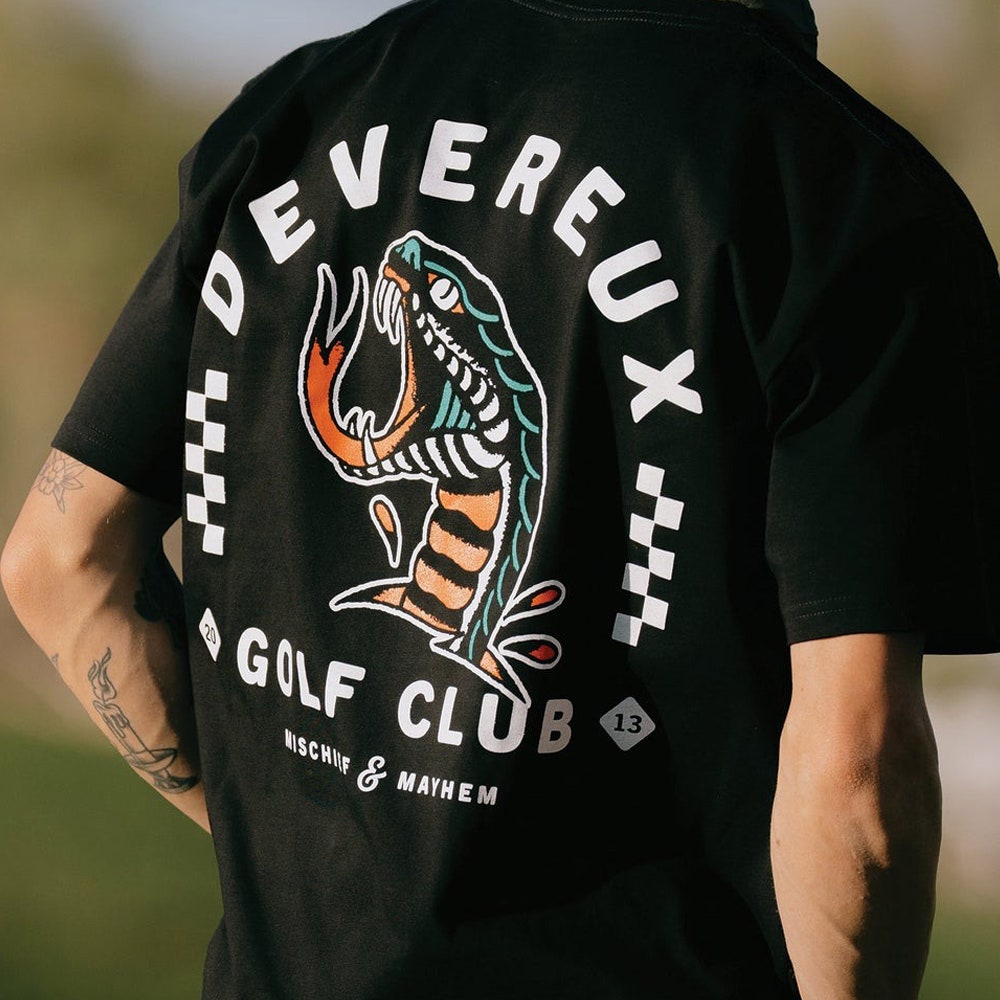 Devereux Golf T-Shirt - Snake Bite Tee - Black SS26
