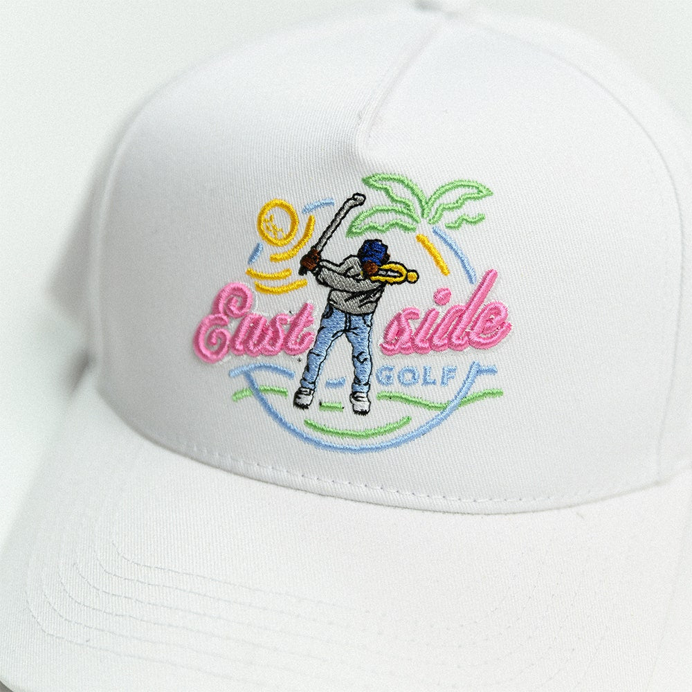 Eastside Golf Cap - Paradise 5 Panel Snapback - Bright White SU25