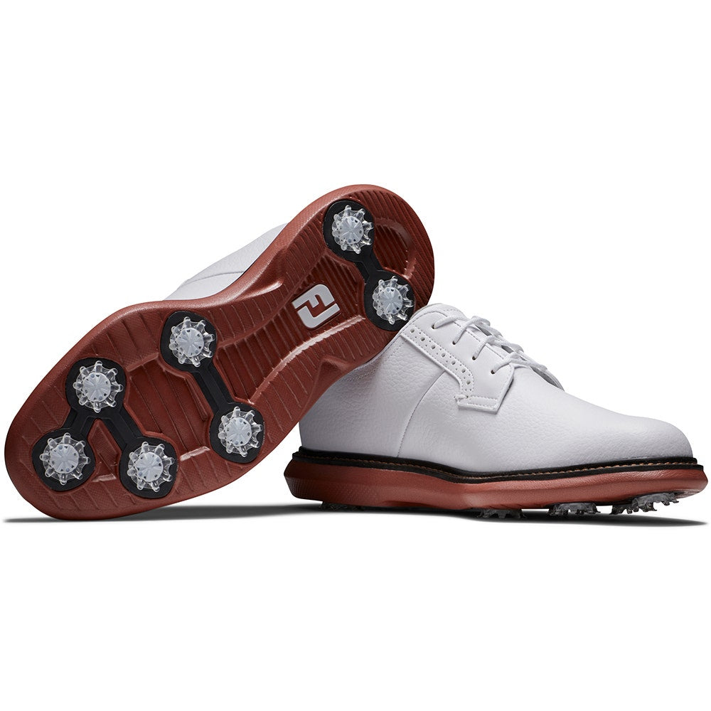 FootJoy Golf Shoes - FJ Traditions Blucher - White - Brick 2025