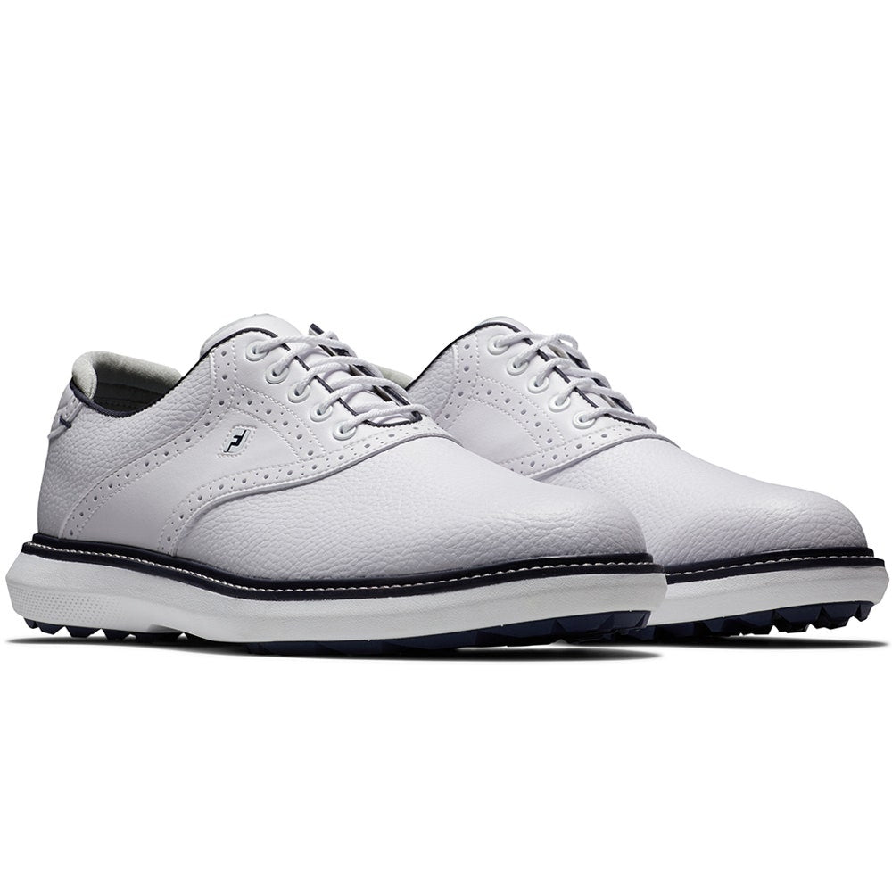FootJoy Golf Shoes - FJ Traditions Spikeless - White - Navy 2025