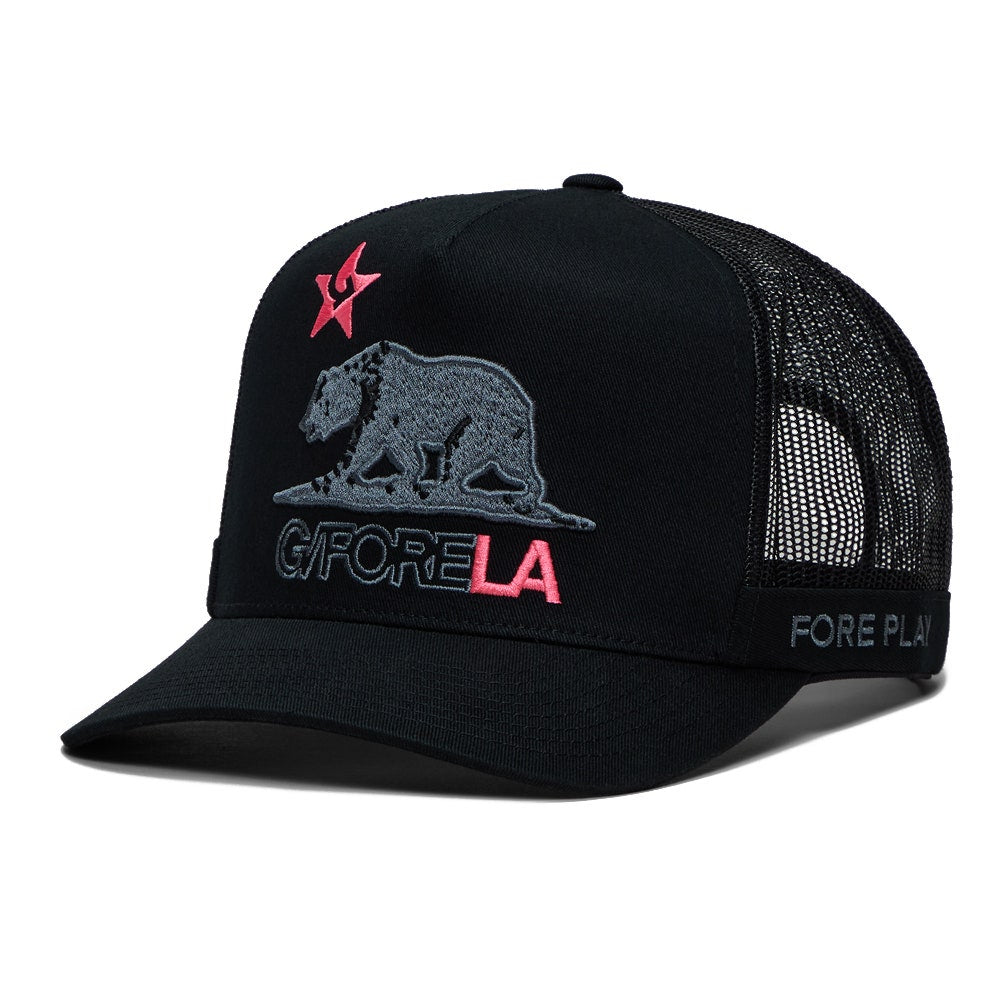 G/FORE Golf Cap - Cali Bear Trucker - Onyx - Knockout Pink FA25