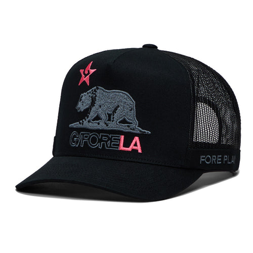 G/FORE Golf Cap - Cali Bear Trucker - Onyx - Knockout Pink FA25