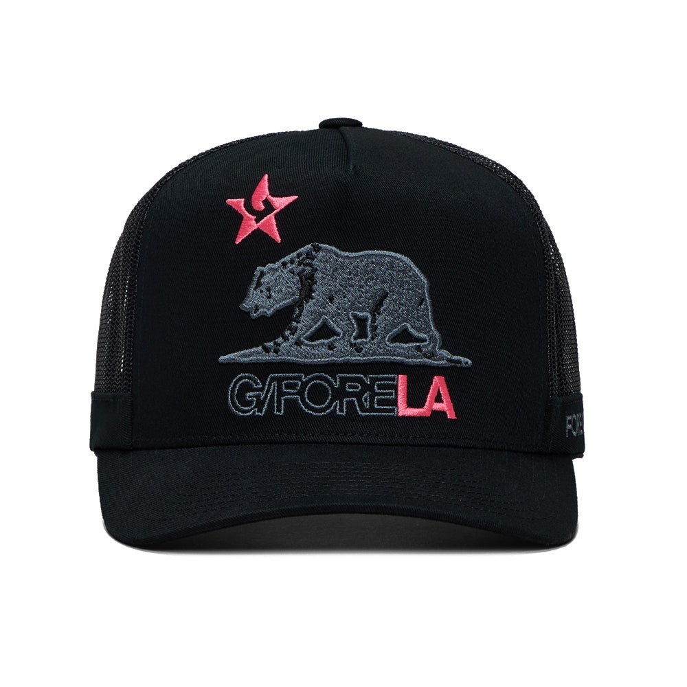 G/FORE Golf Cap - Cali Bear Trucker - Onyx - Knockout Pink FA25
