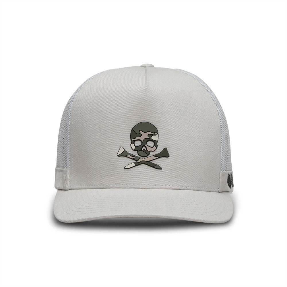 G/FORE Golf Cap - Camo Skull & Tees Tall Trucker - Pumice SS26