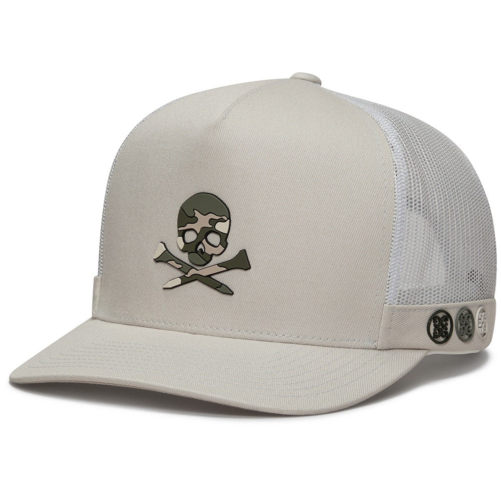 G/FORE Golf Cap - Camo Skull & Tees Tall Trucker - Pumice SS26