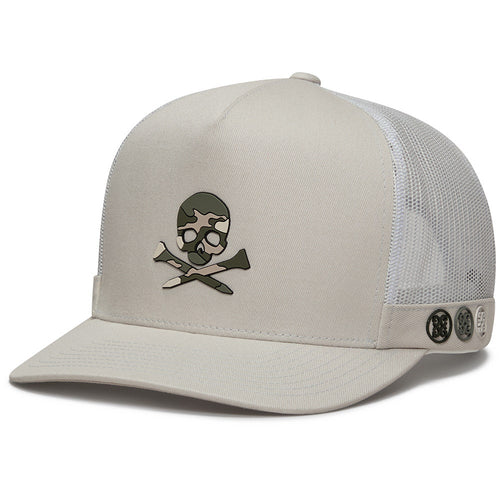 G/FORE Golf Cap - Camo Skull & Tees Tall Trucker - Pumice SS26