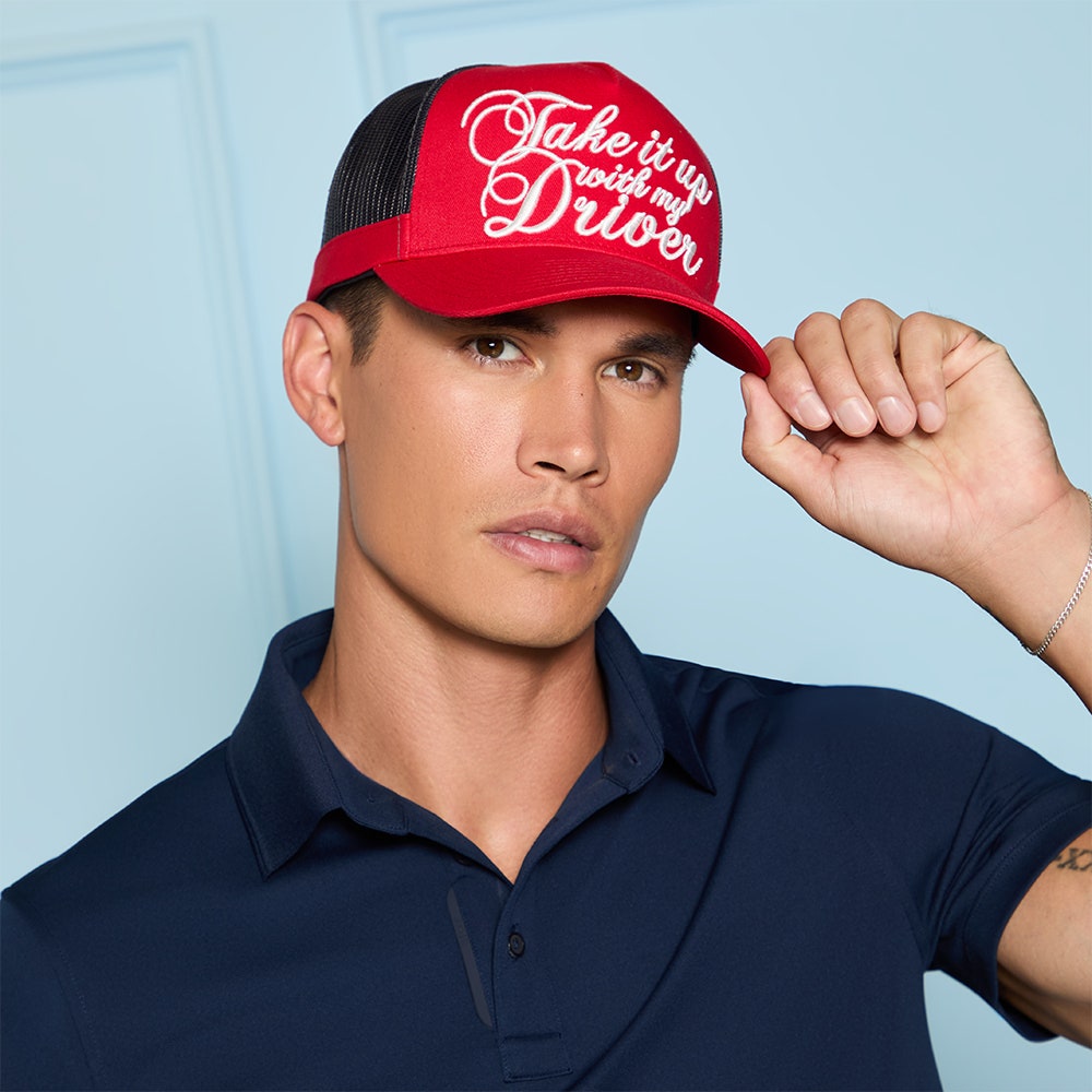 G/FORE Golf Cap - Take It Up With My Driver Trucker - Lava SS26