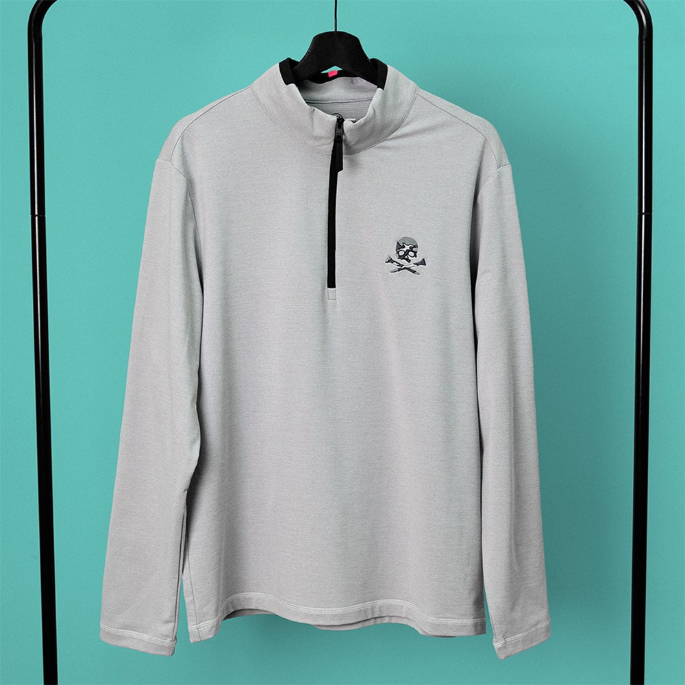 G/FORE Golf Pullover - Camo Skull & Tee's Brushback QZ - Lt. Grey FA25
