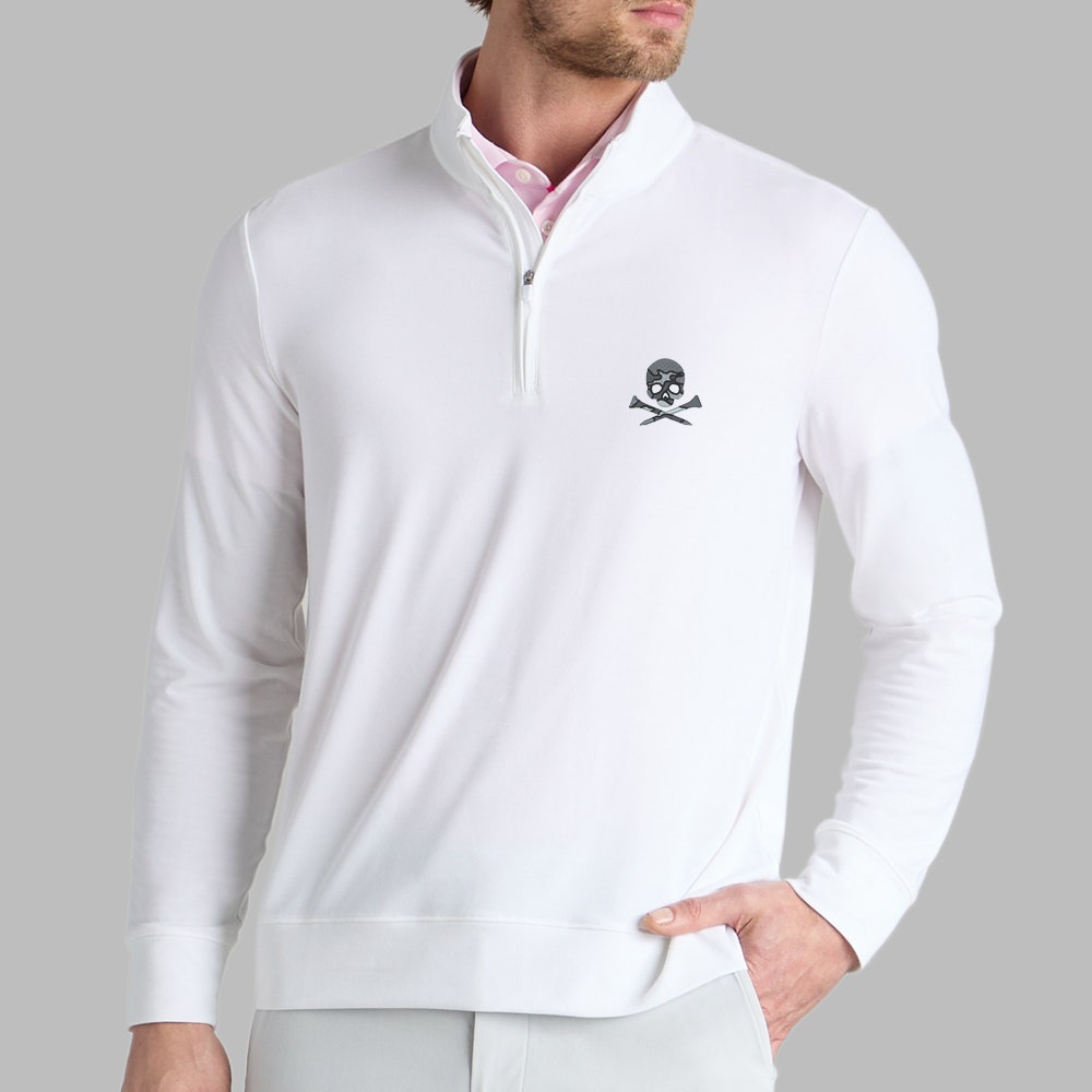 G/FORE Golf Pullover - Camo Skull & Tees Lux QZ - Snow SS26