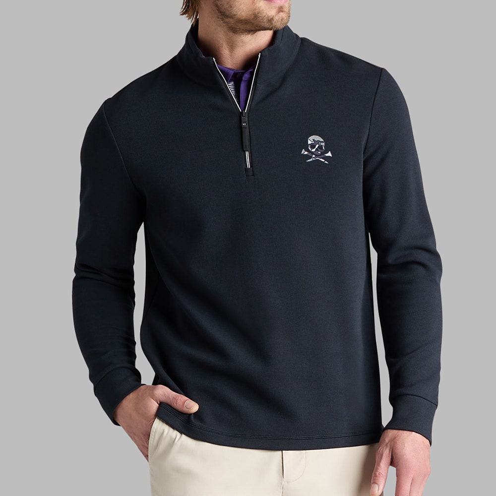 G/FORE Golf Pullover - Camo Skull & Tee's Waffle Knit QZ - Onyx FA25