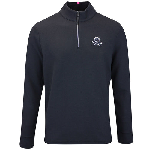 G/FORE Golf Pullover - Camo Skull & Tee's Waffle Knit QZ - Onyx FA25