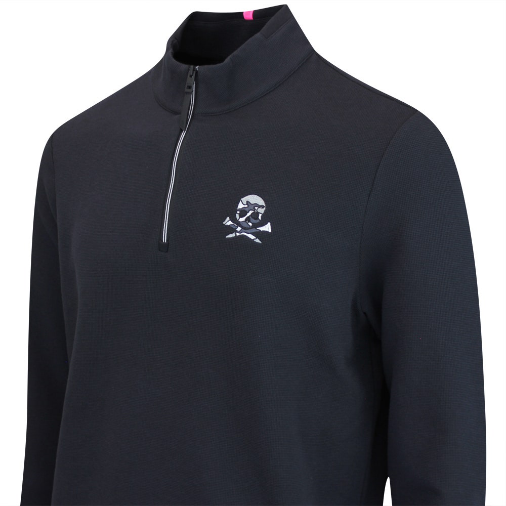 G/FORE Golf Pullover - Camo Skull & Tee's Waffle Knit QZ - Onyx FA25