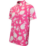 G/FORE Golf Shirt - Blur Floral Tech Jersey Polo - Knockout Pink FA25