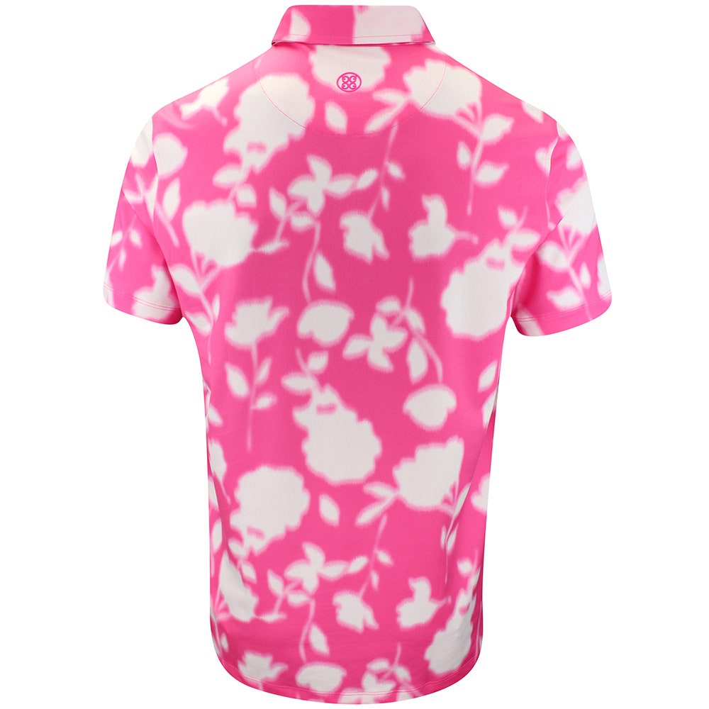 G/FORE Golf Shirt - Blur Floral Tech Jersey Polo - Knockout Pink FA25