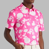 G/FORE Golf Shirt - Blur Floral Tech Jersey Polo - Knockout Pink FA25