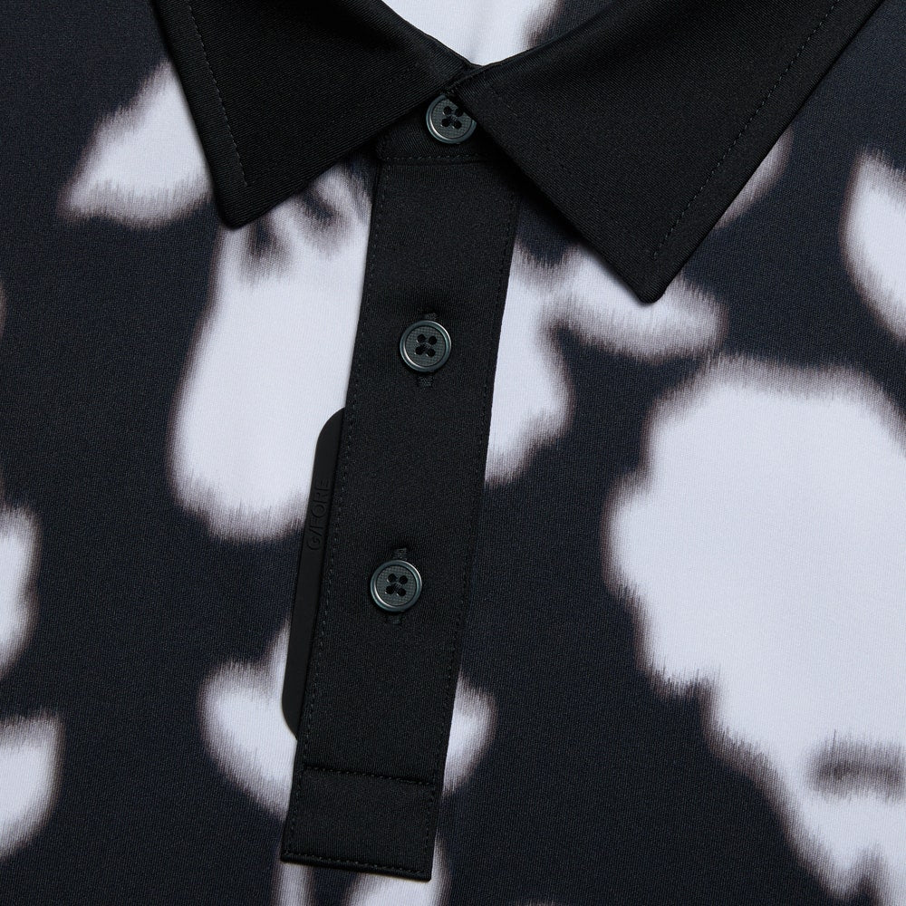 G/FORE Golf Shirt - Blur Floral Tech Jersey Polo - Onyx FA25