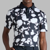 G/FORE Golf Shirt - Blur Floral Tech Jersey Polo - Onyx FA25