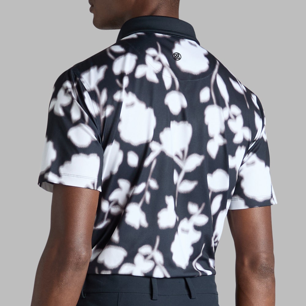G/FORE Golf Shirt - Blur Floral Tech Jersey Polo - Onyx FA25