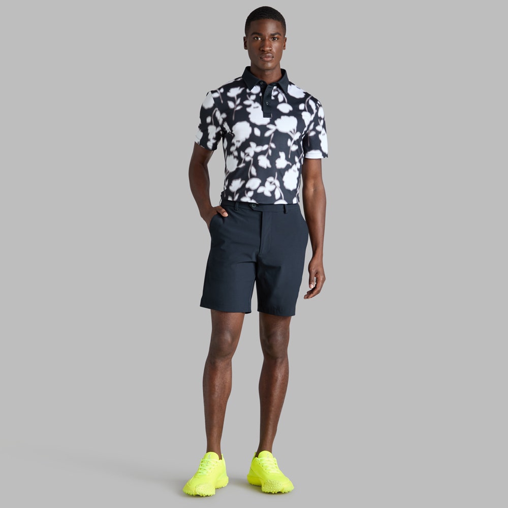 G/FORE Golf Shirt - Blur Floral Tech Jersey Polo - Onyx FA25