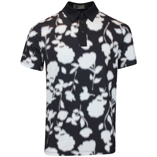 G/FORE Golf Shirt - Blur Floral Tech Jersey Polo - Onyx FA25