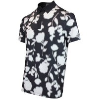 G/FORE Golf Shirt - Blur Floral Tech Jersey Polo - Onyx FA25