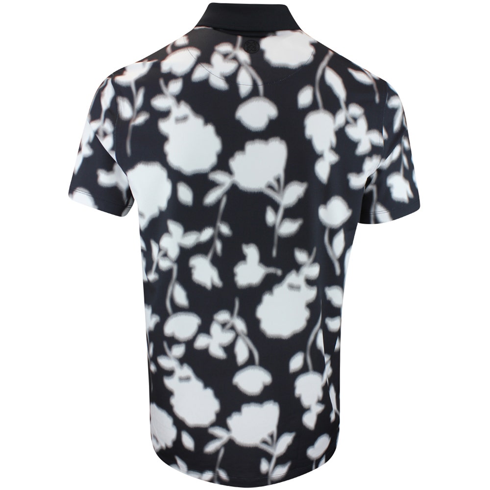 G/FORE Golf Shirt - Blur Floral Tech Jersey Polo - Onyx FA25