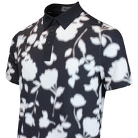 G/FORE Golf Shirt - Blur Floral Tech Jersey Polo - Onyx FA25