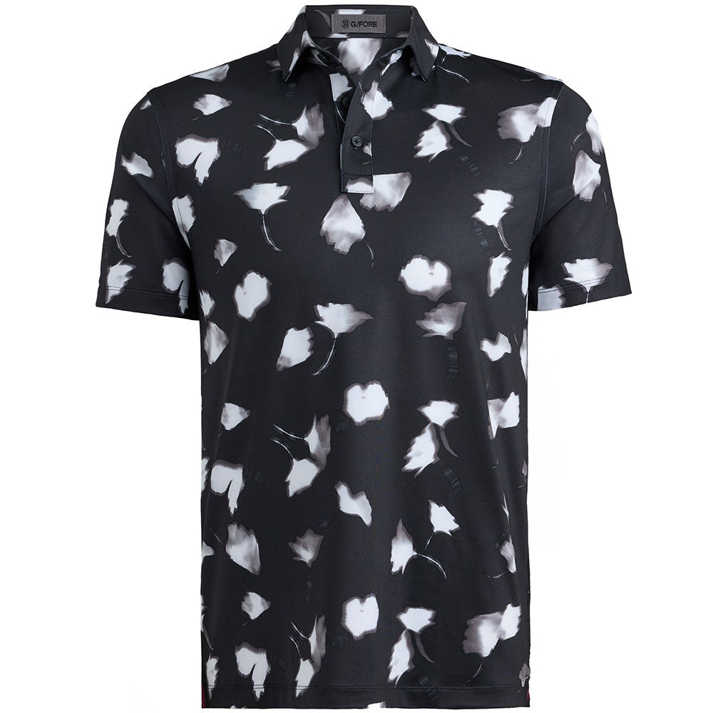 G/FORE Golf Shirt - Blurred Floral Tech Jersey - Onyx AW26