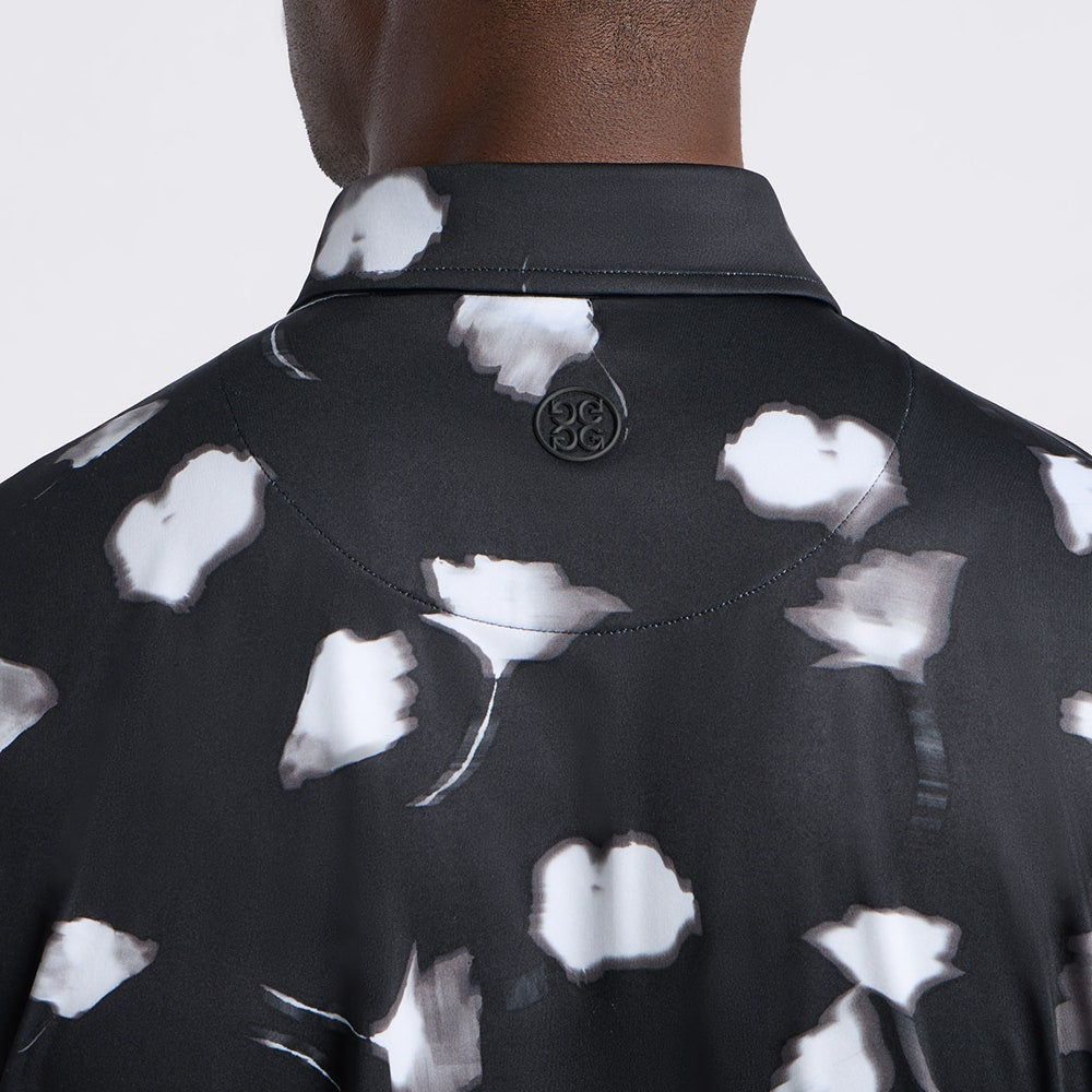 G/FORE Golf Shirt - Blurred Floral Tech Jersey - Onyx AW26