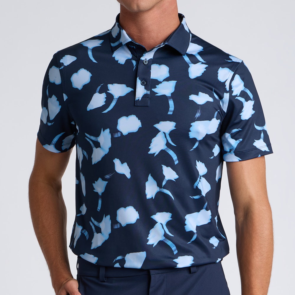 G/FORE Golf Shirt - Blurred Floral Tech Jersey - Twilight AW26