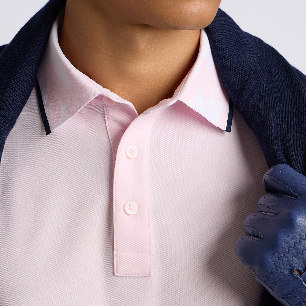 G/FORE Golf Shirt - Camo Collar Tech Pique - Blush AW26