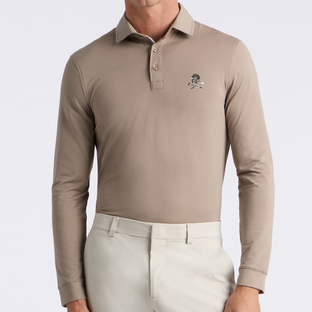 G/FORE Golf Shirt - Camo Skull & Tees All Play LS Polo - Mocha AW26