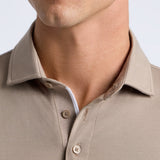 G/FORE Golf Shirt - Camo Skull & Tees All Play LS Polo - Mocha AW26