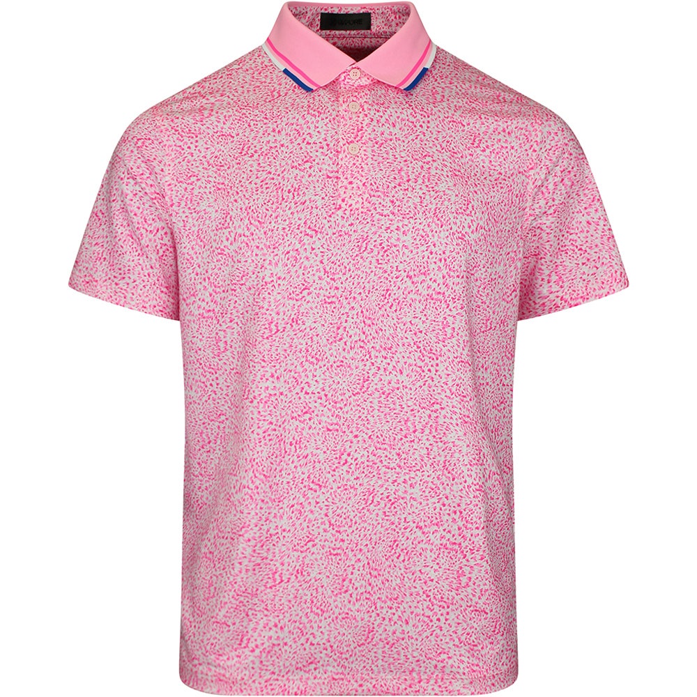 G/FORE Golf Shirt - Fireworks Print Tech Jersey Polo - Blush SS26