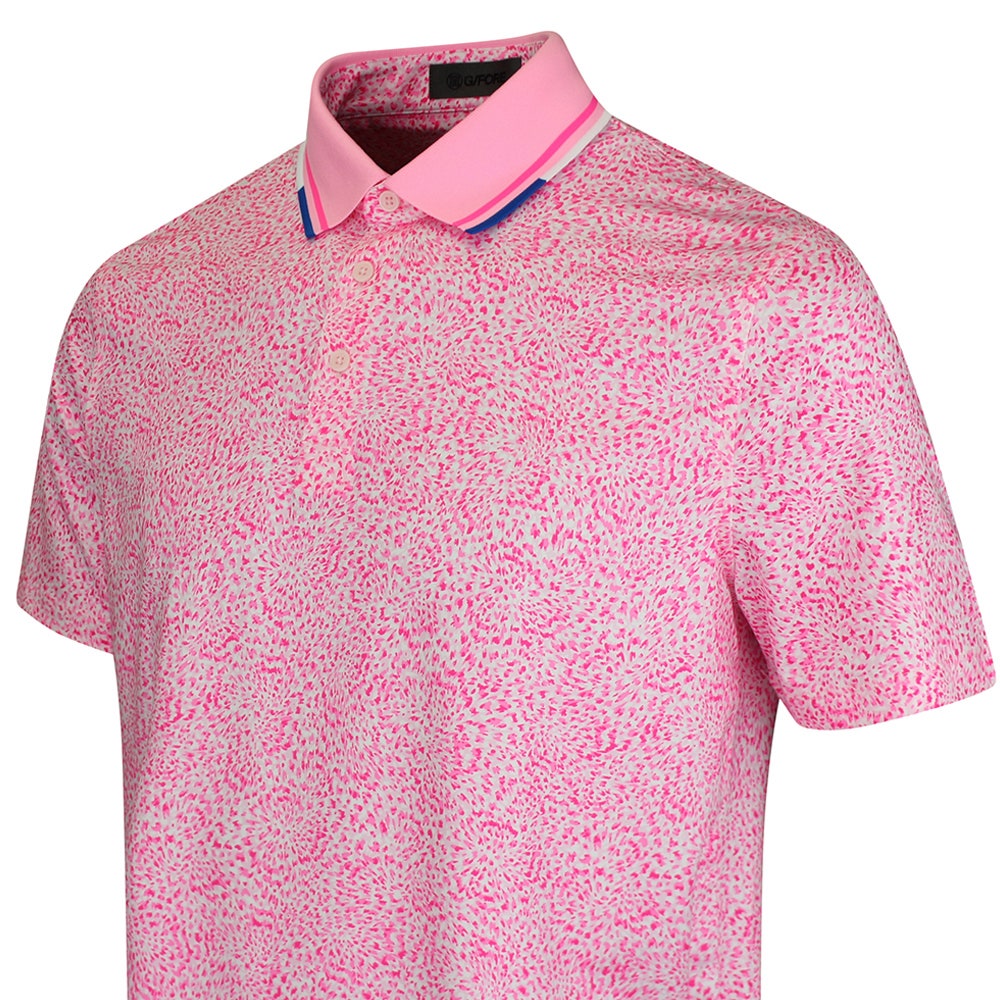 G/FORE Golf Shirt - Fireworks Print Tech Jersey Polo - Blush SS26
