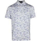 G/FORE Golf Shirt - Floral Print Tech Jersey Polo - Snow SS26