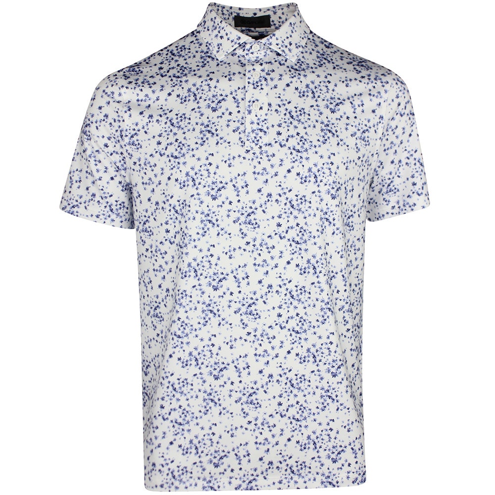 G/FORE Golf Shirt - Floral Print Tech Jersey Polo - Snow SS26