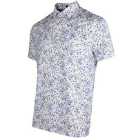 G/FORE Golf Shirt - Floral Print Tech Jersey Polo - Snow SS26